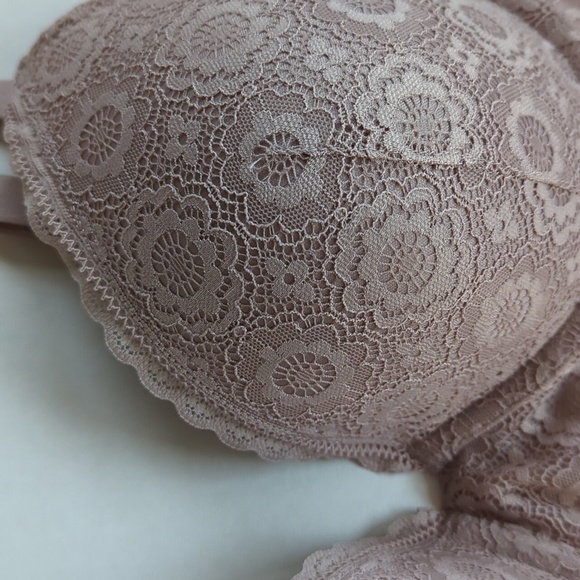 Aerie Real Happy Plunge Crochet Lace Underwire Bra 36D Pink Tan Purple - Picture 7 of 16